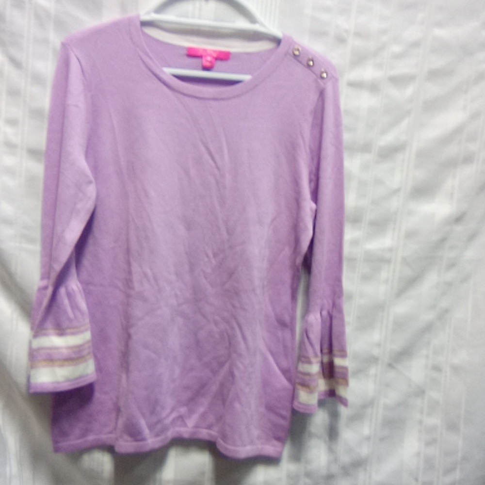 Lilly Pulitzer Lavender Button-Accent Bell Sleeve Top